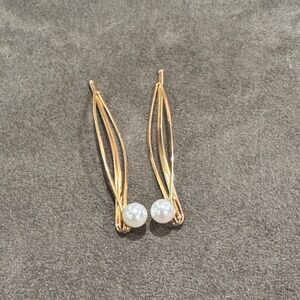 Gold-Tone Pearl Accent Hair Pins - Elegant Pair